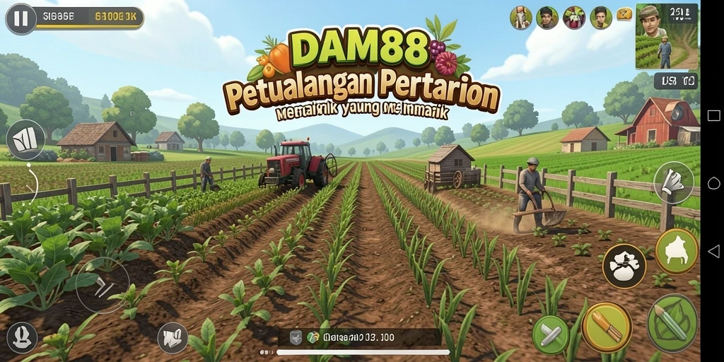 Tampilan gameplay mengasyikan di dunia pertanian yang hidup.