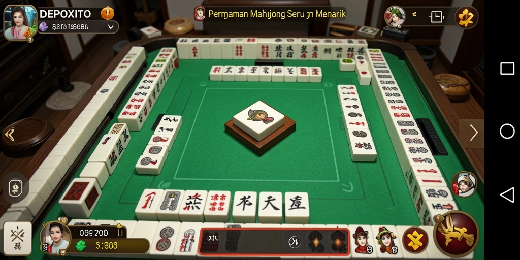 Tampilan gameplay menarik dari DEPOXITO dengan ubin Mahjong.