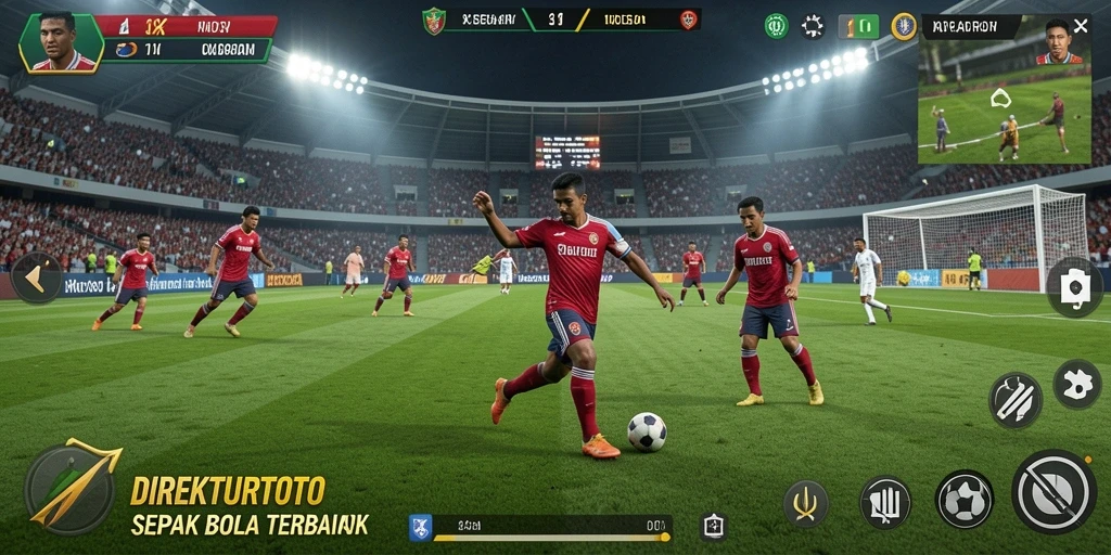 Screenshot dari gameplay intens sepak bola di DIREKTURTOTO.