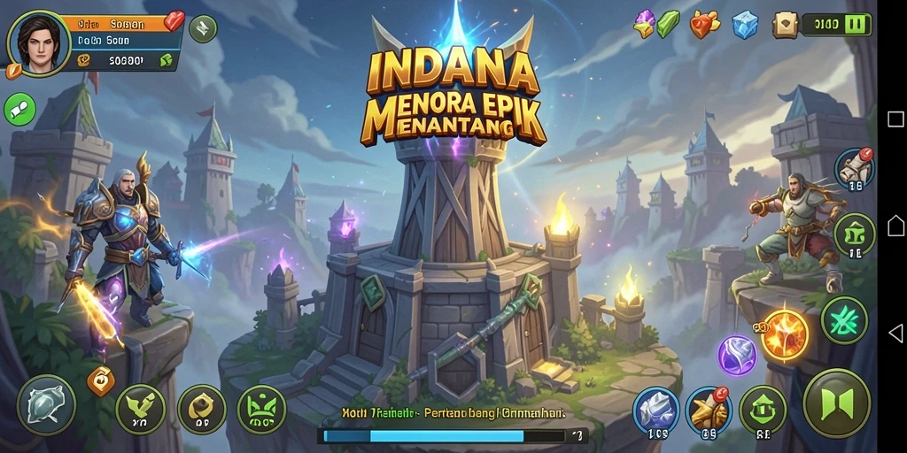 Tampilan gameplay menegangkan INDAAA yang penuh strategi Tower Defense.