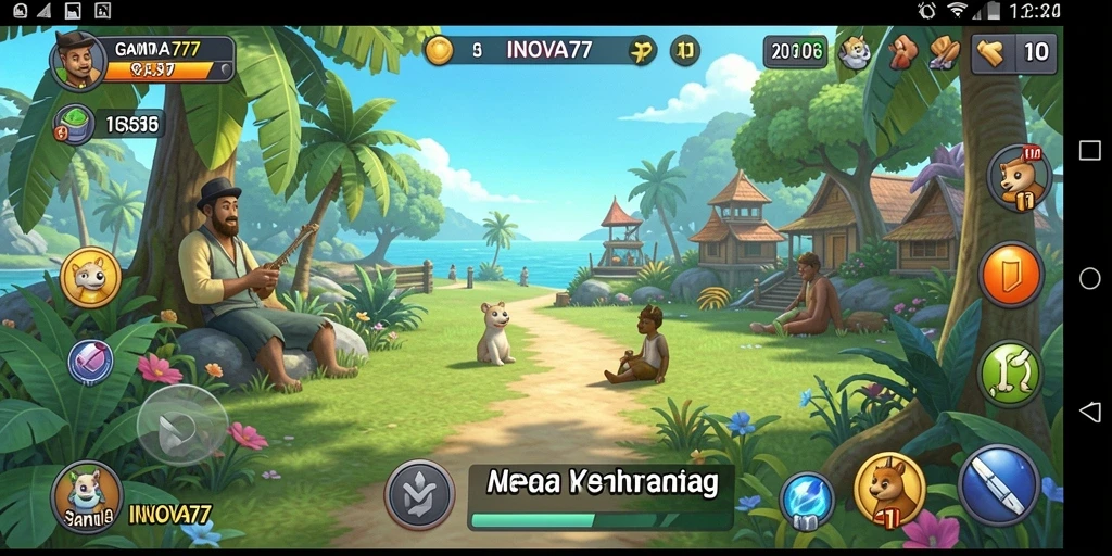 Tampilan gameplay INOVA77 yang menarik dan penuh warna.