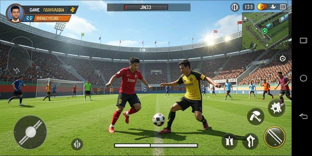 Screenshot gameplay JIN33 menampilkan aksi olahraga yang mendebarkan.