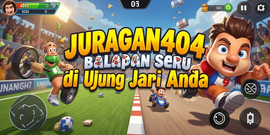Screenshot JURAGAN404 menampilkan aksi balap yang mendebarkan.