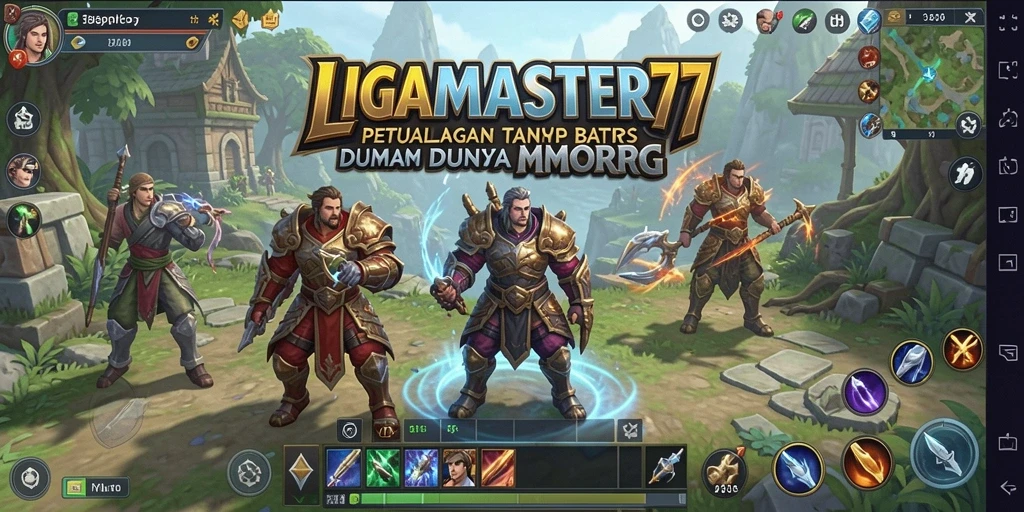 Screenshot gameplay yang menunjukkan petualangan di LIGAMASTER77.