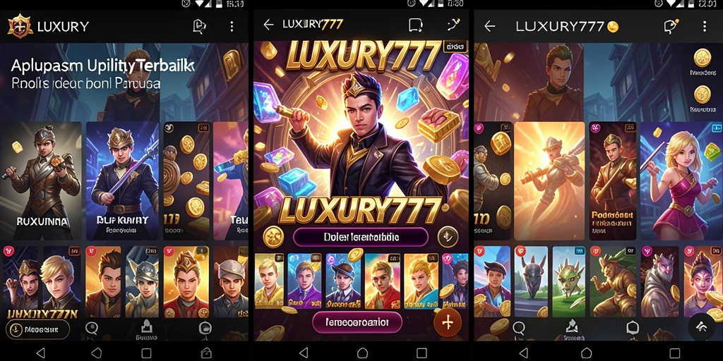 Tampilan antarmuka pengguna aplikasi Utility LUXURY777 yang modern.