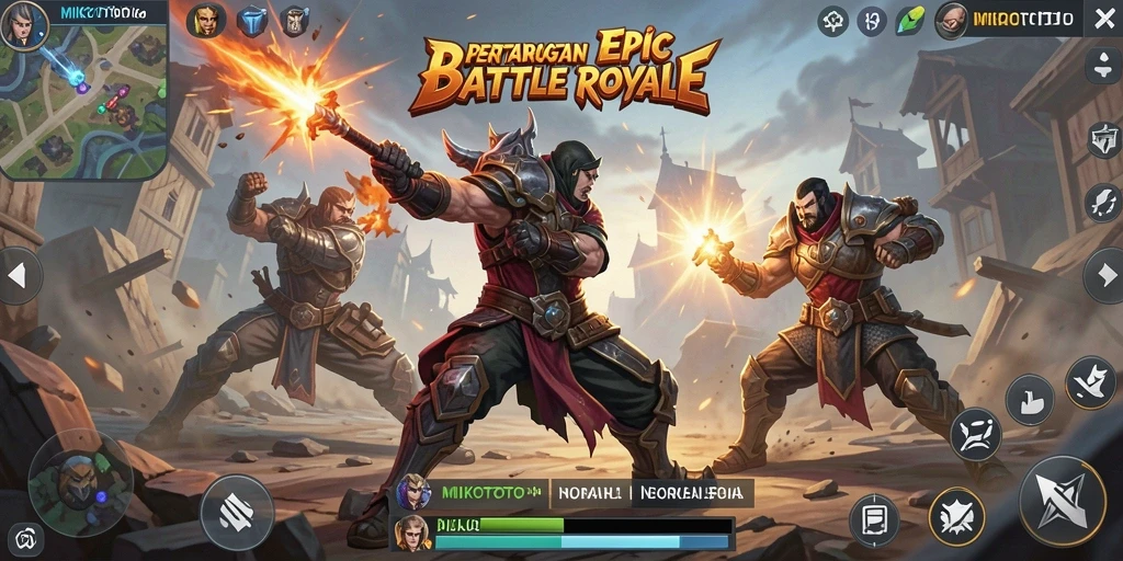 Screenshot gameplay MIKOTOTO yang intens dan penuh aksi.
