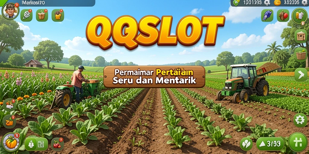 Tampilan gameplay menarik dalam QQSLOT dengan berbagai aktivitas bertani.