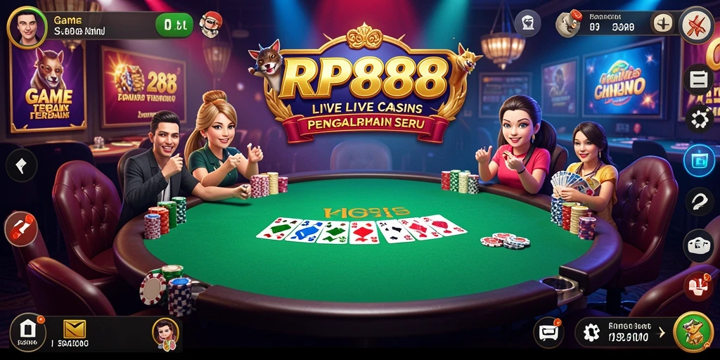 Screenshot gameplay RP888 menampilkan dealer profesional dalam aksi saat bermain Live Casino.
