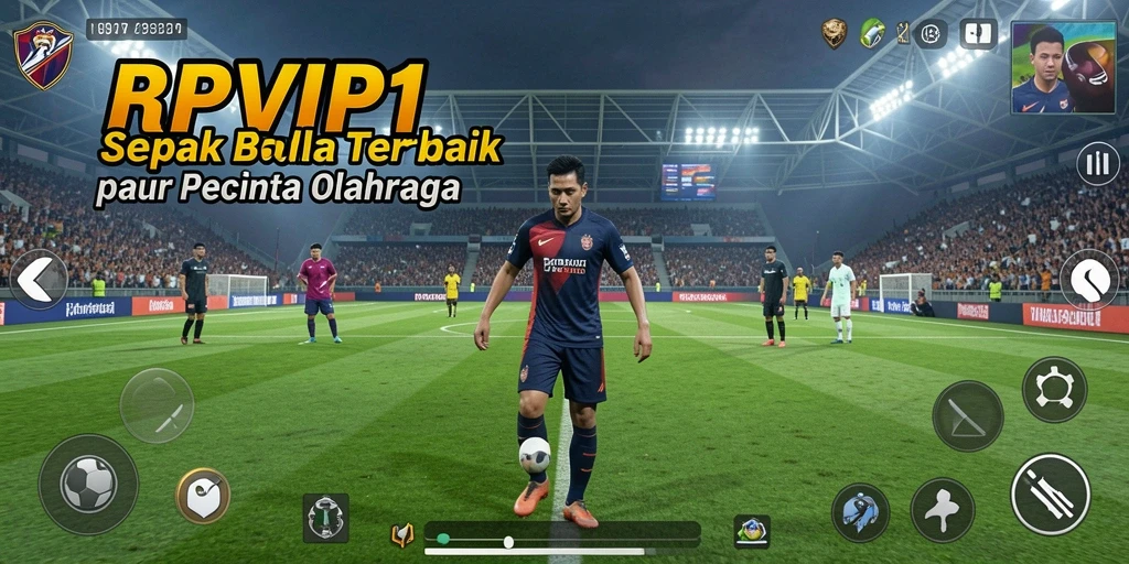 Tampilan gameplay RPVIP1 yang mendebarkan dalam aksi sepak bola.
