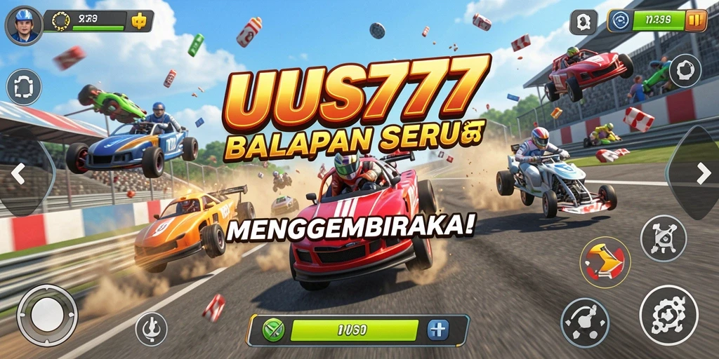 Screenshot gameplay UUS777 yang menunjukkan momen balapan menegangkan.