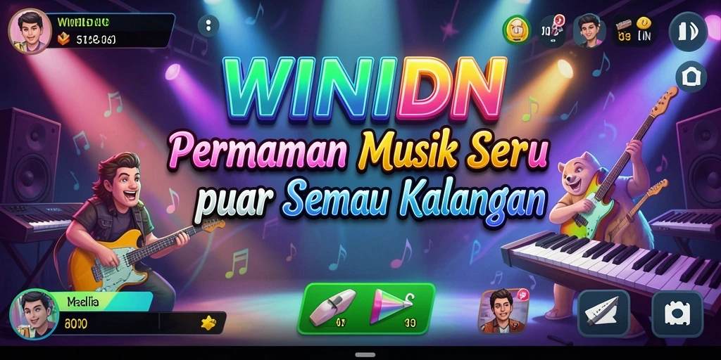 Gameplay seru WINIDN dengan berbagai pilihan musik.